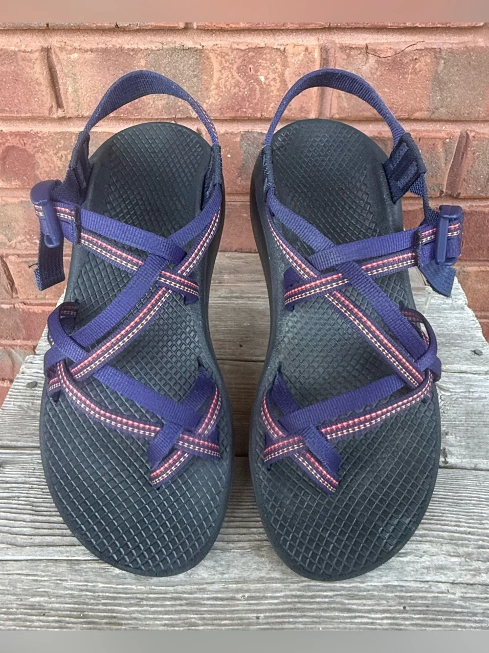 Chaco ZX/2 Cloud Sandals Womens 8 Blue white Strappy Trail Shoes Chacos